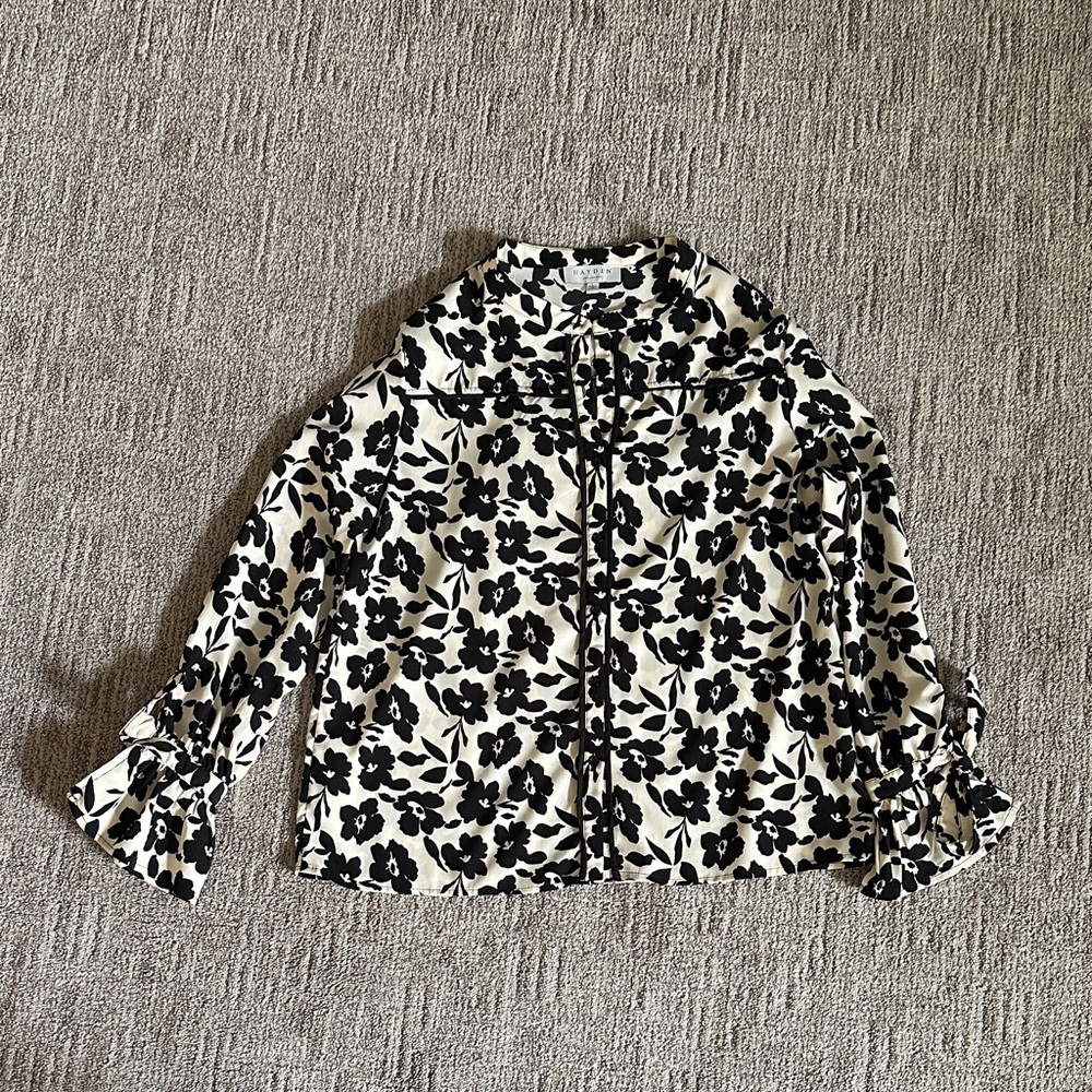Hayden Black and White Floral Button Down Shirt